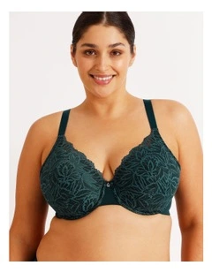 Empower D  Lace Underwire Demi Bra in Teal
