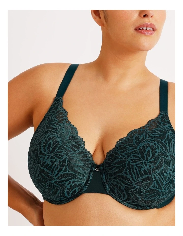 Empower D  Lace Underwire Demi Bra in Teal image 2