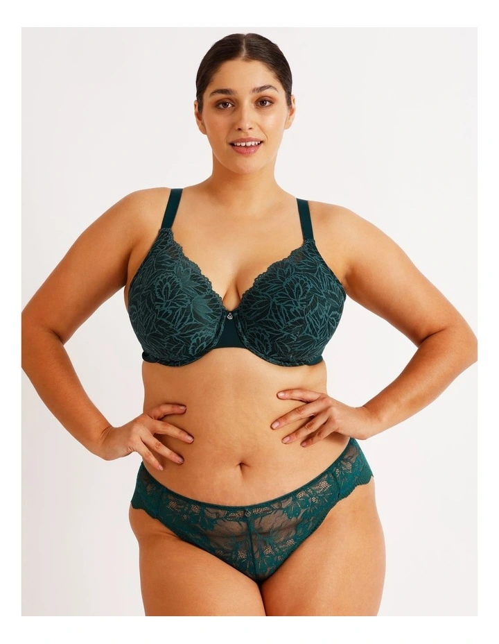 Empower D  Lace Underwire Demi Bra in Teal image 3