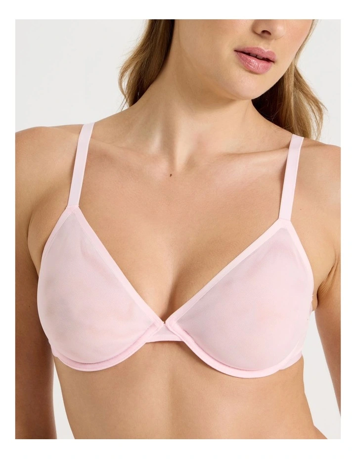Soothe Sheer Mesh Underwire Plunge Bra in Pink image 4