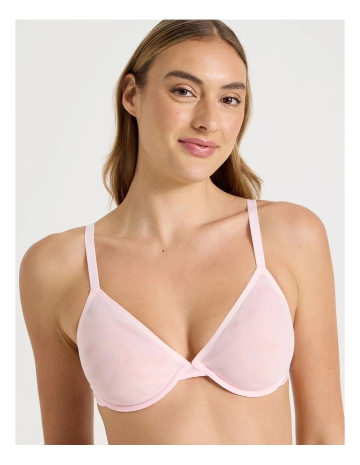 Soothe Sheer Mesh Underwire Plunge Bra in Pink image 5