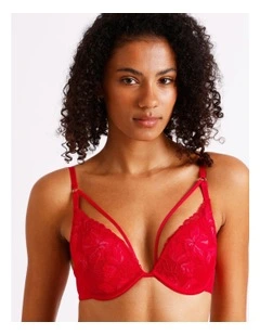 Plunge Push Up Bra in Red
