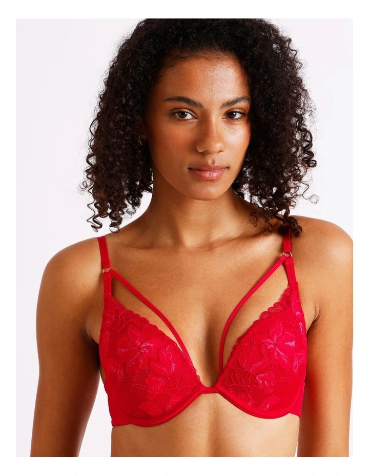 Plunge Push Up Bra in Red image 1