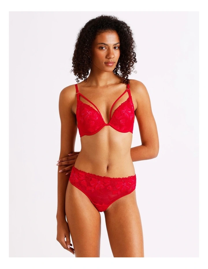 Plunge Push Up Bra in Red image 2