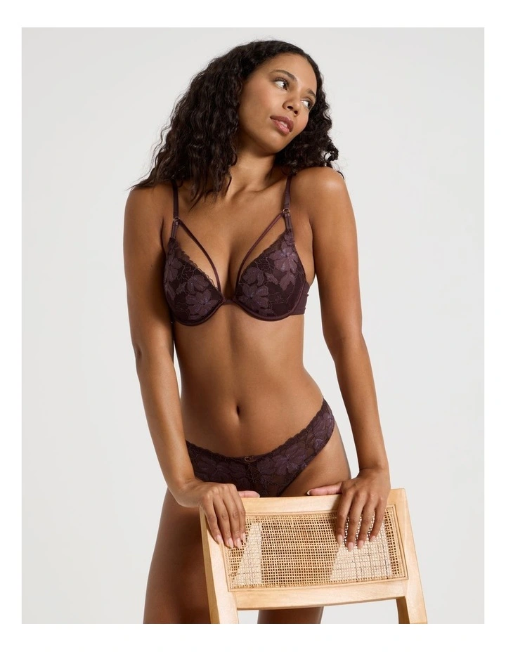 Nighttime Plunge Push Up Bra in Dark Mauve image 1