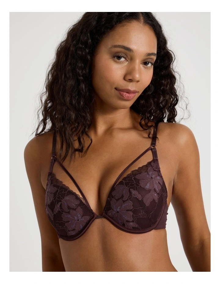 Nighttime Plunge Push Up Bra in Dark Mauve image 2