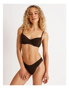 Lola Cotton Rib Balconette Bra in Chocolate