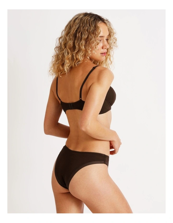 Lola Cotton Rib Balconette Bra in Chocolate image 5