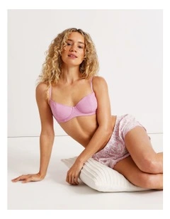 Lola Cotton Rib Balconette Bra in Pink