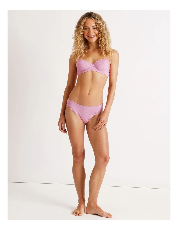 Lola Cotton Rib Balconette Bra in Pink image 4