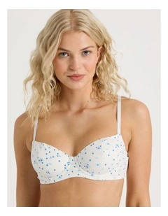 Lola Cotton Rib Balconette Bra in White