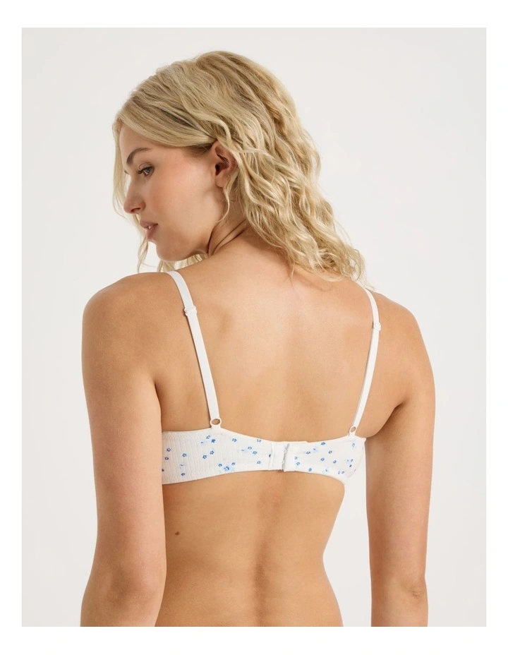 Lola Cotton Rib Balconette Bra in White image 6