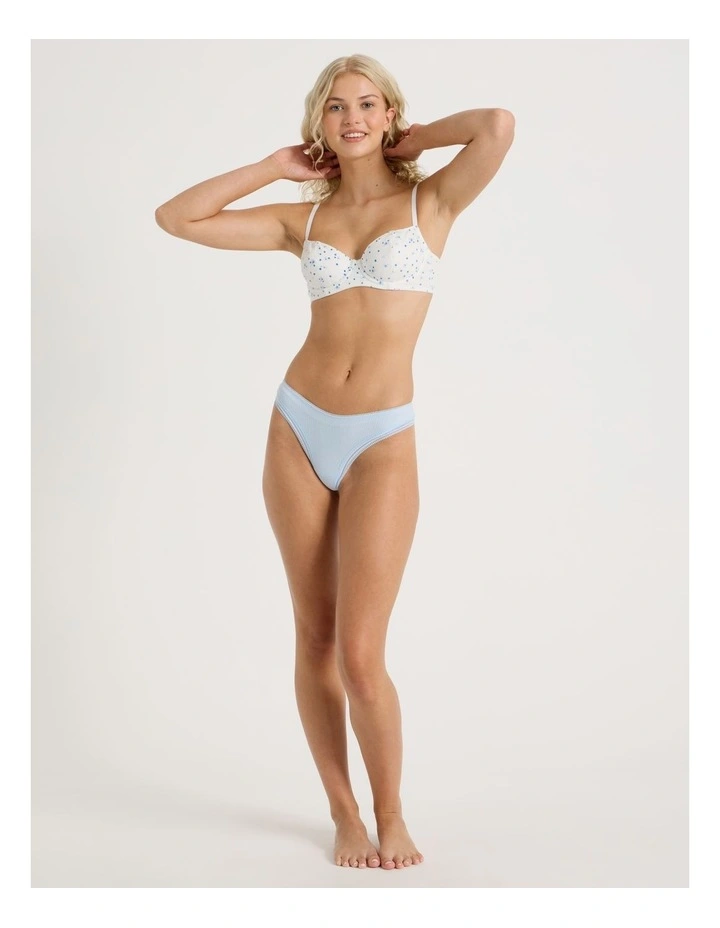 Lola Cotton Rib Balconette Bra in White image 7