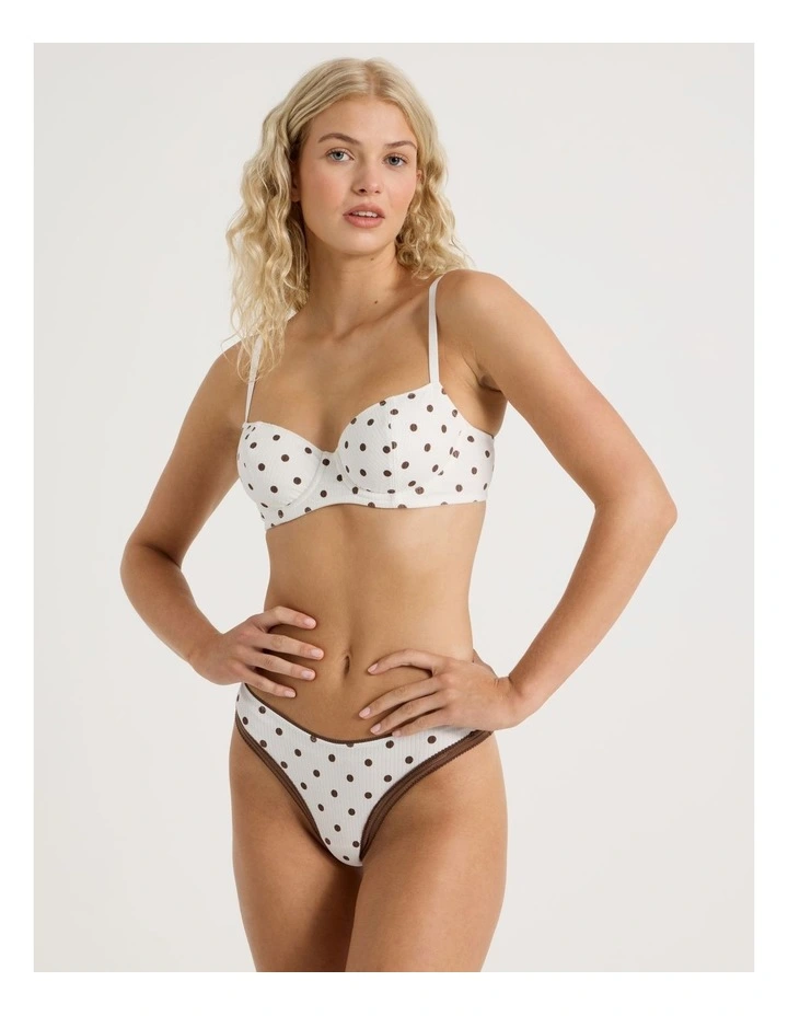 Lola Cotton Rib Balconette Bra in White image 2