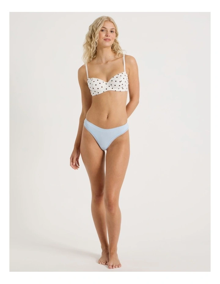 Lola Cotton Rib Balconette Bra in White image 7