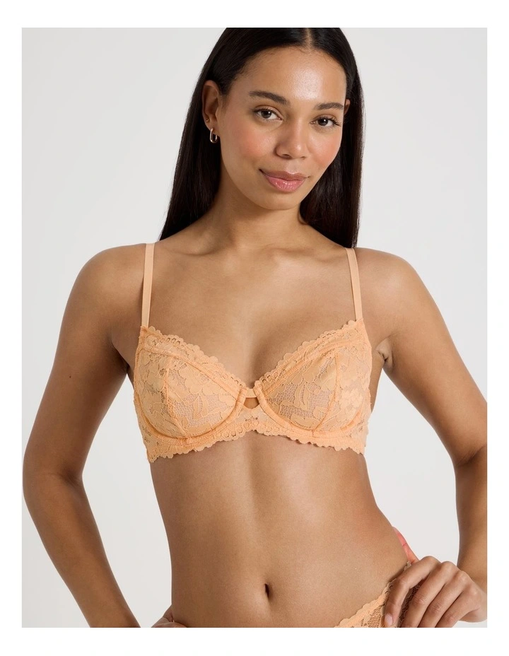 Lola Broderie Lace Underwire Bra in Apricot image 2