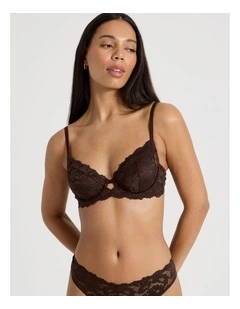 Lola Broderie Lace Underwire Bra in Chocolate
