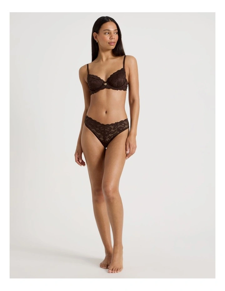 Lola Broderie Lace Underwire Bra in Chocolate image 3