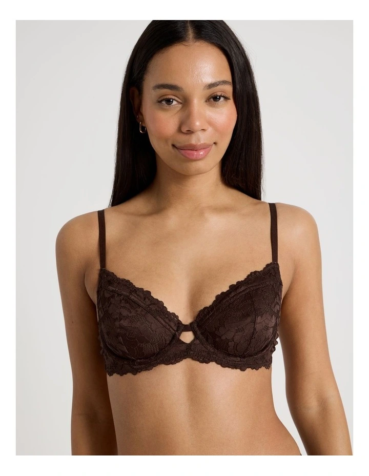Lola Broderie Lace Underwire Bra in Chocolate image 4