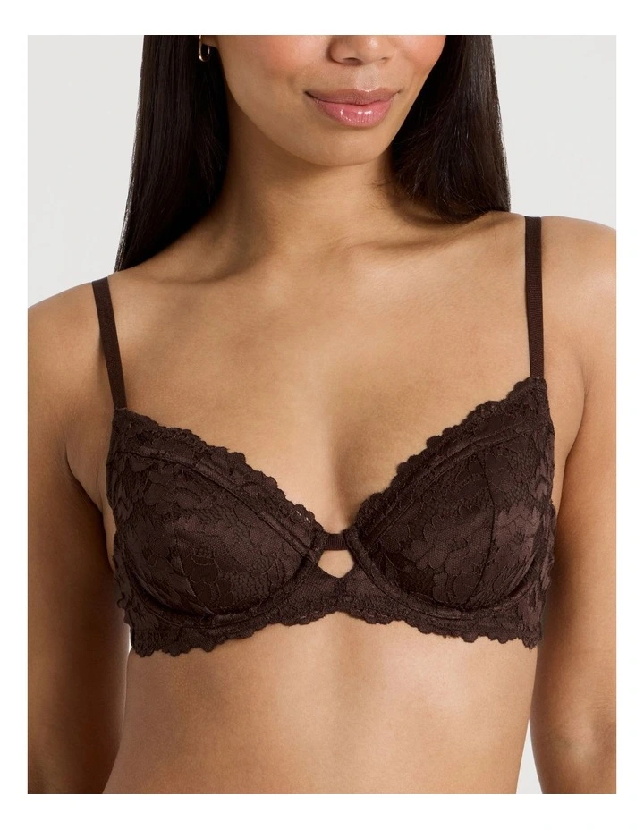 Lola Broderie Lace Underwire Bra in Chocolate image 5