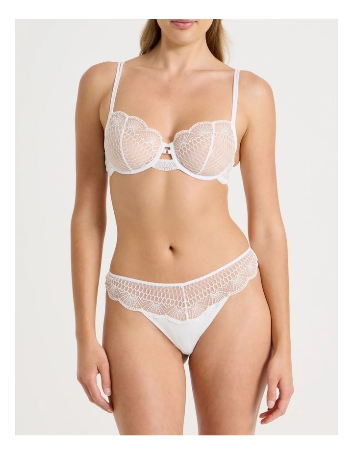 Embroidery Underwire Balconette Bra in White image 3