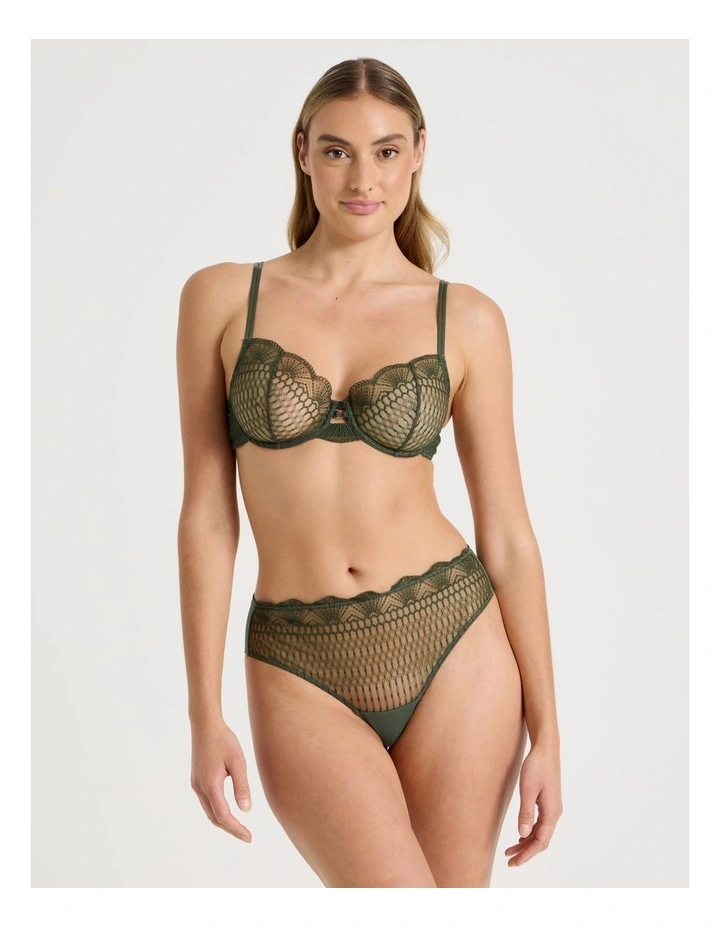 Embroidery Underwire Balconette Bra in Green image 2