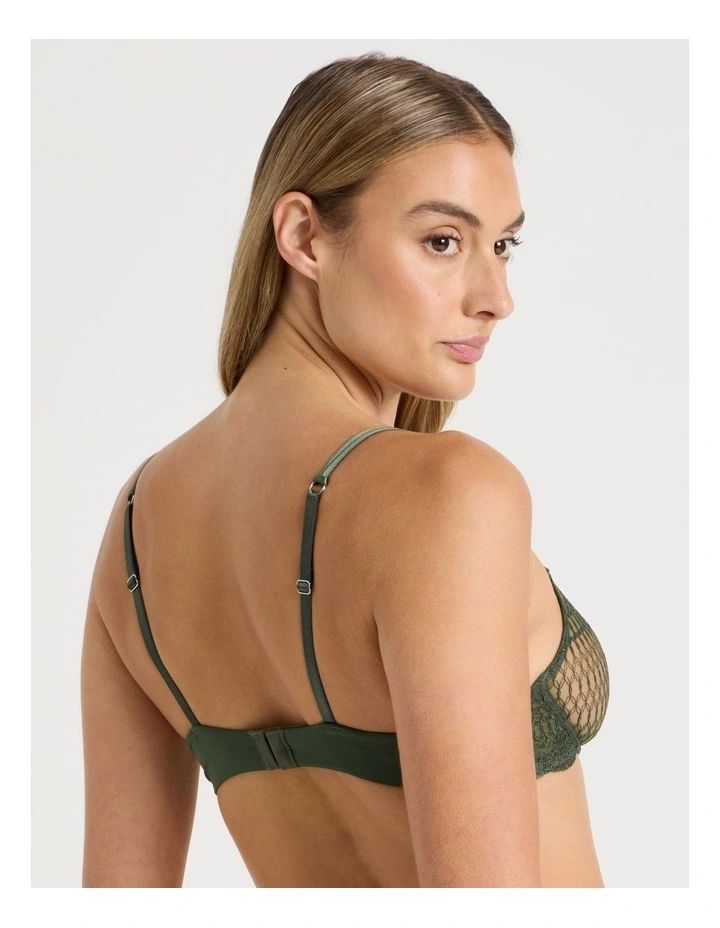 Embroidery Underwire Balconette Bra in Green image 4