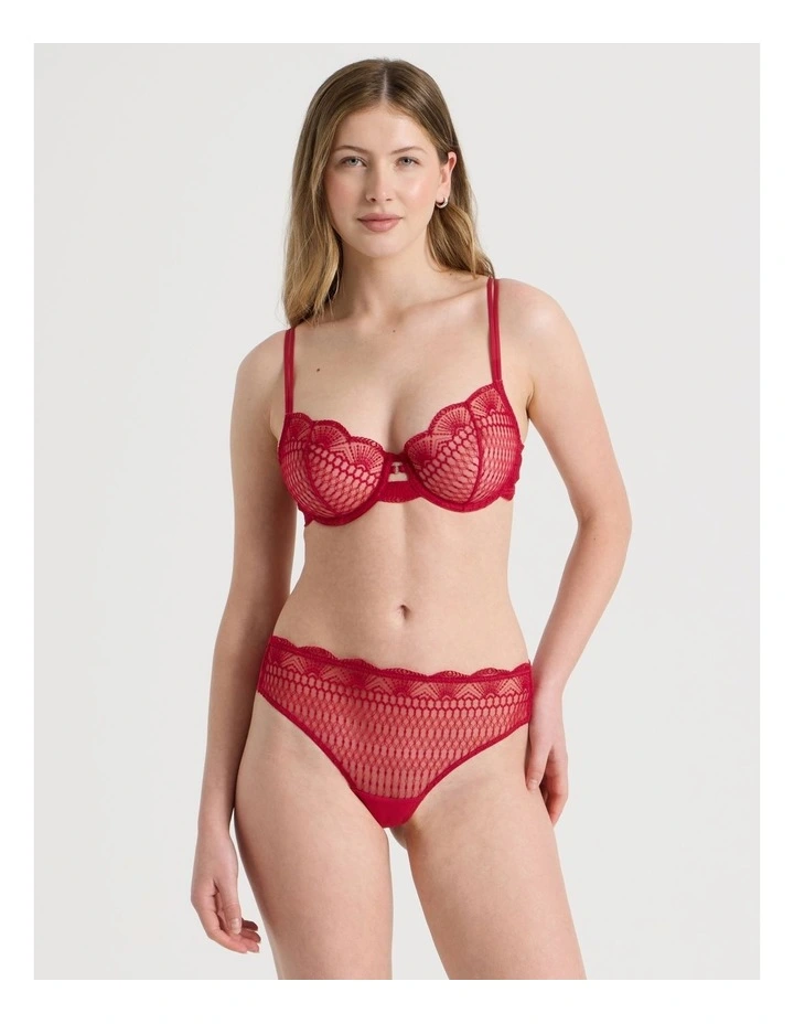 Embroidery Underwire Balconette Bra in Red image 2