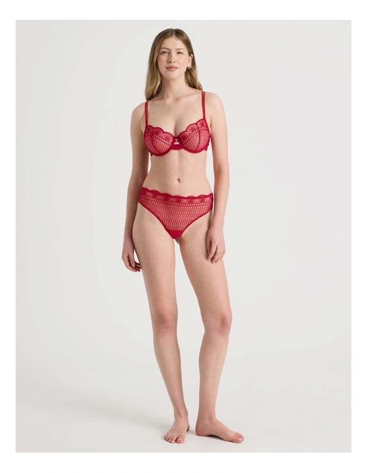 Embroidery Underwire Balconette Bra in Red image 4