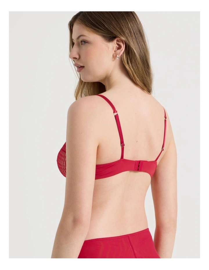 Embroidery Underwire Balconette Bra in Red image 5