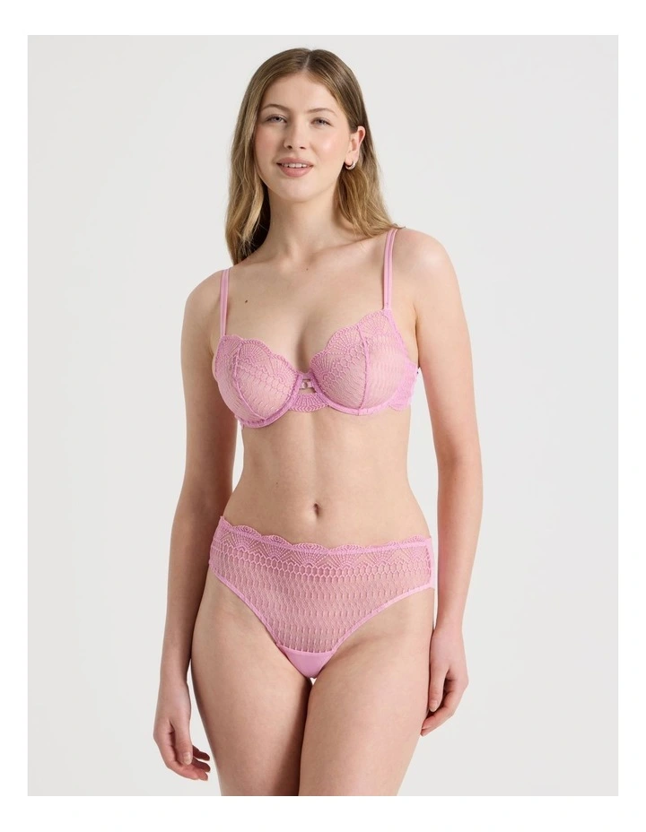Embroidery Underwire Balconette Bra in Pink image 2