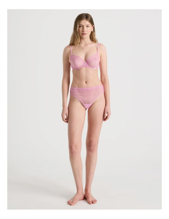 Embroidery Underwire Balconette Bra in Pink image 3