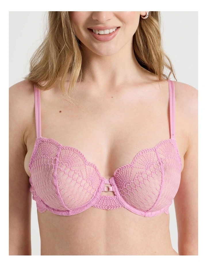 Embroidery Underwire Balconette Bra in Pink image 7