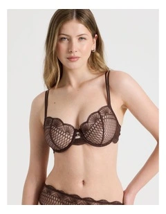 Embroidery Underwire Balconette Bra in Black