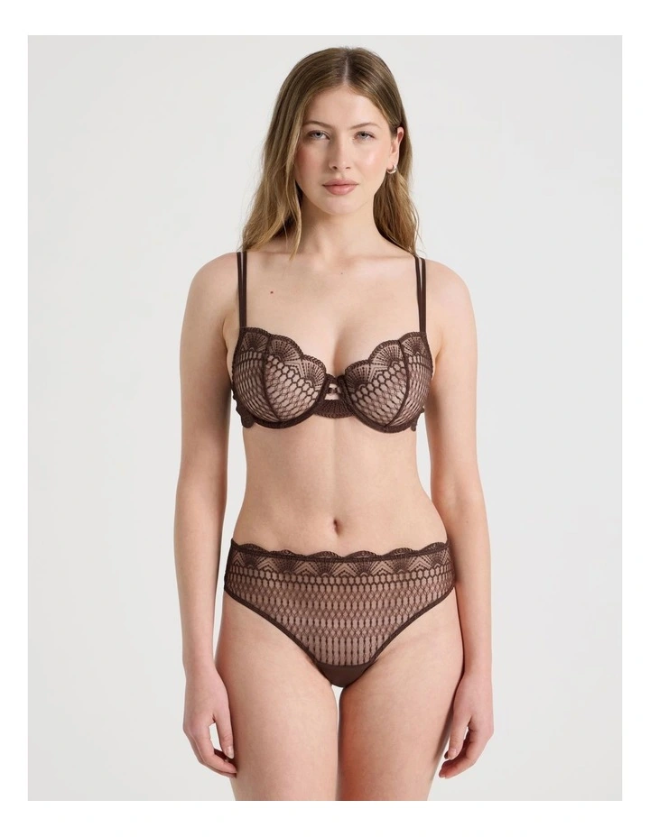 Embroidery Underwire Balconette Bra in Black image 3