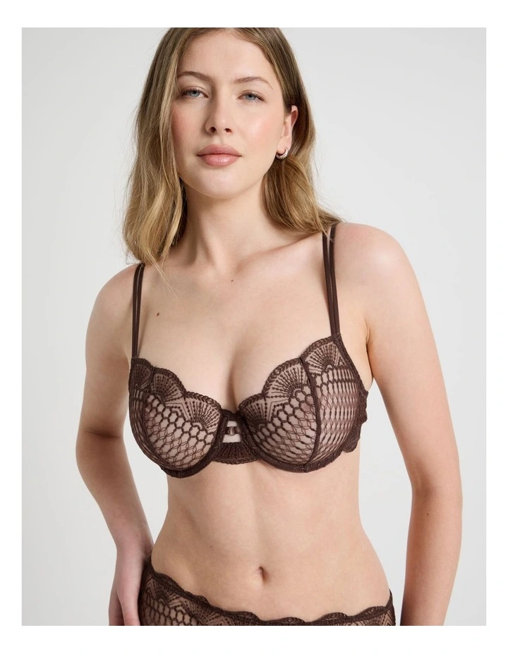 Embroidery Underwire Balconette Bra in Black image 4