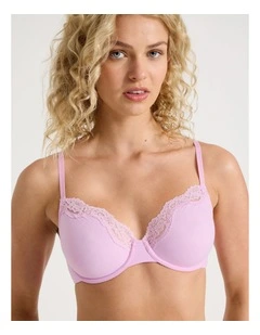 Cheeky Lace Underwire Scoop Bra in Pink
