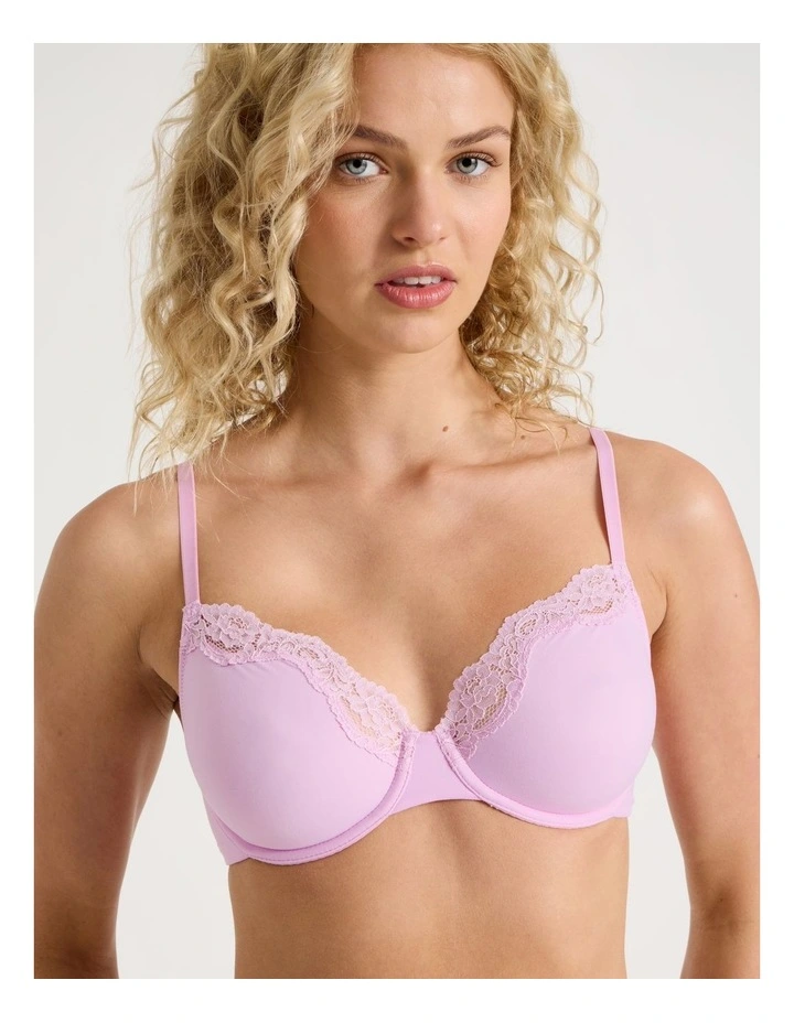 Cheeky Lace Underwire Scoop Bra in Pink image 1