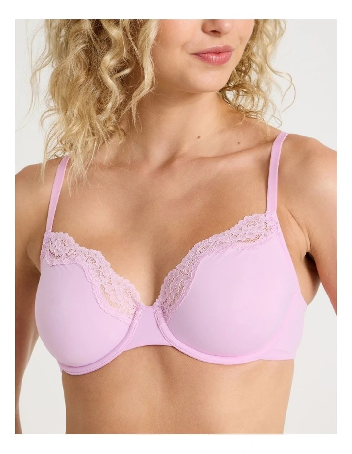 Cheeky Lace Underwire Scoop Bra in Pink image 3