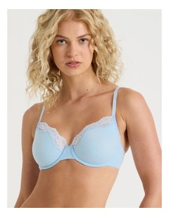 Cheeky Lace Underwire Scoop Bra in Blue