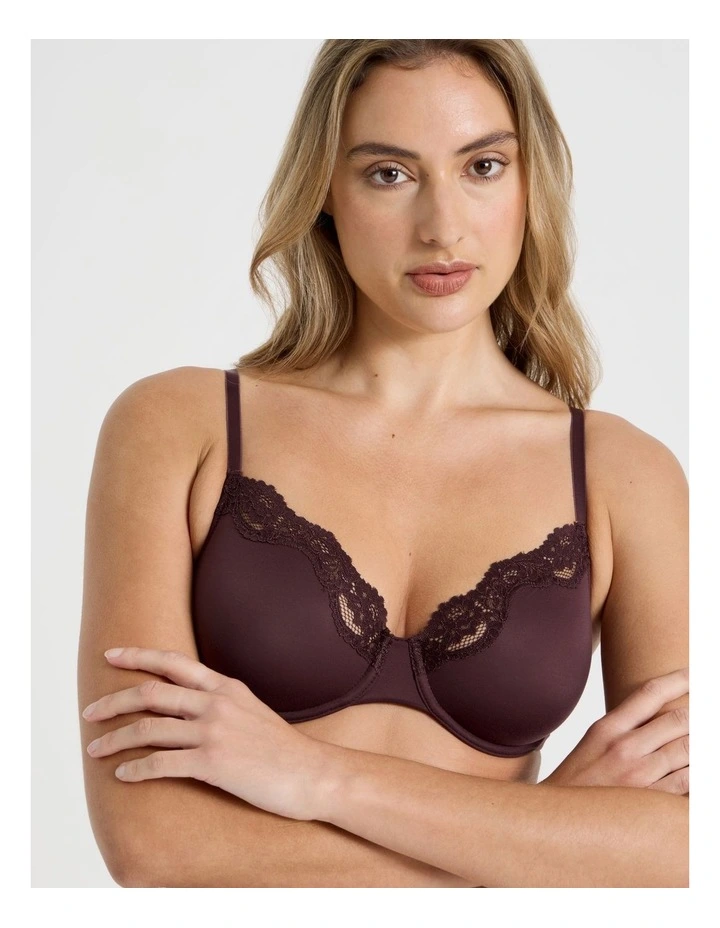 Cheeky Lace Underwire Scoop Bra in Brown image 3
