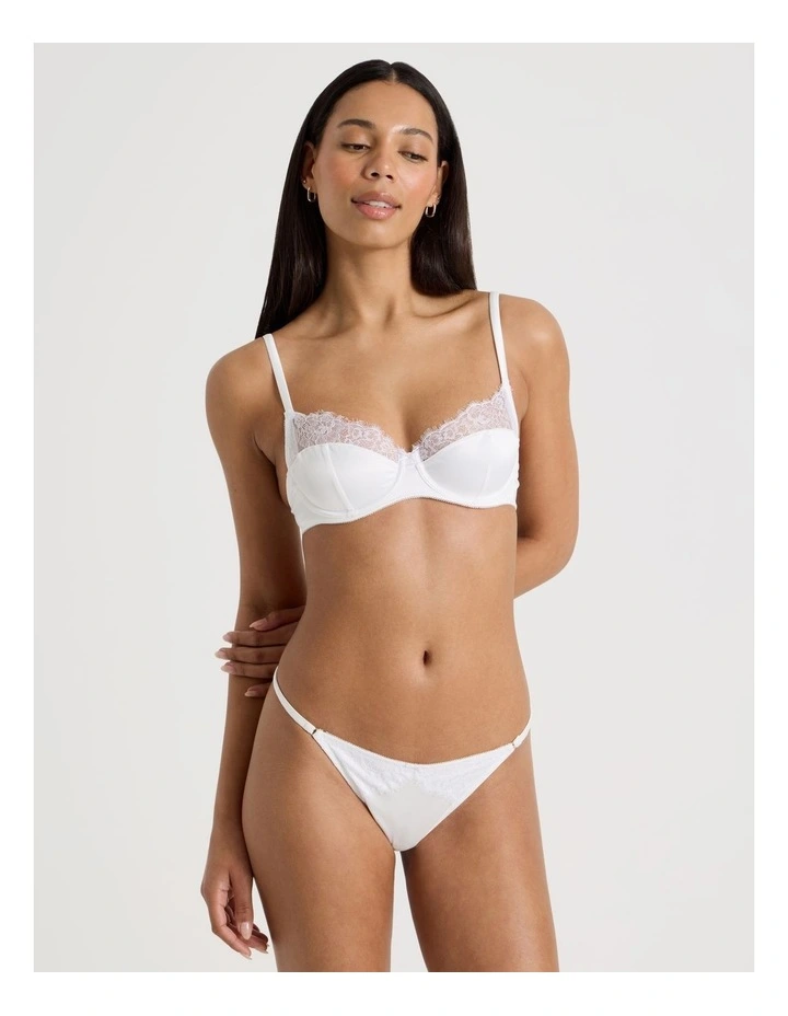 The Vow Satin & Lace Balconette Bra in White image 3
