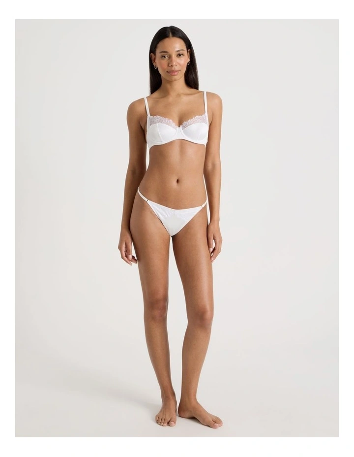 The Vow Satin & Lace Balconette Bra in White image 4