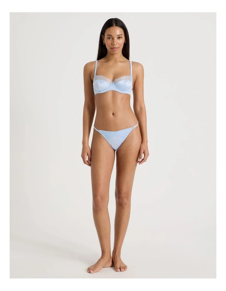 The Vow Satin & Lace Balconette Bra in Blue image 2