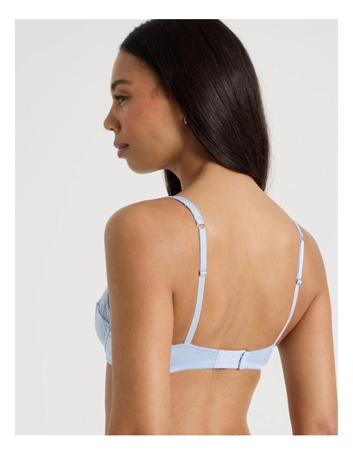 The Vow Satin & Lace Balconette Bra in Blue image 6