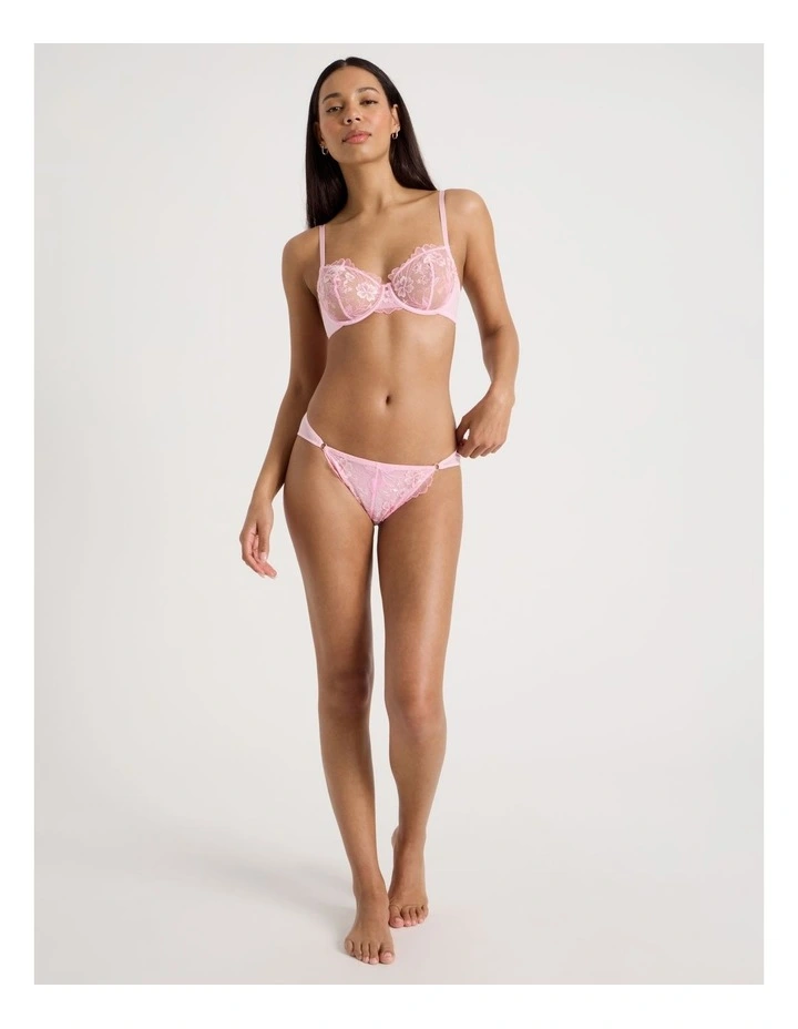 Embroidery Dainty Underwire Balconette Bra in Pink image 3