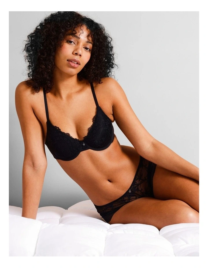 Pure Comfort Lace Plunge Bra in Black image 1