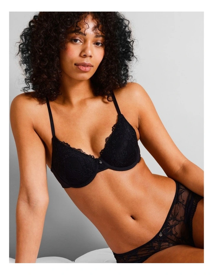 Pure Comfort Lace Plunge Bra in Black image 3
