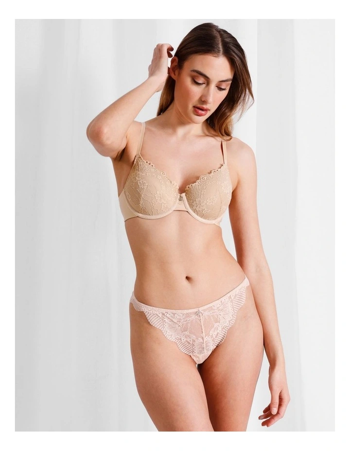 Pure Comfort Lace Plunge Bra in Beige image 2