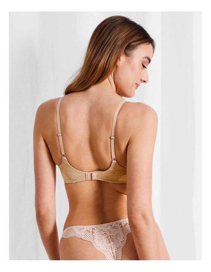 Pure Comfort Lace Plunge Bra in Beige image 6